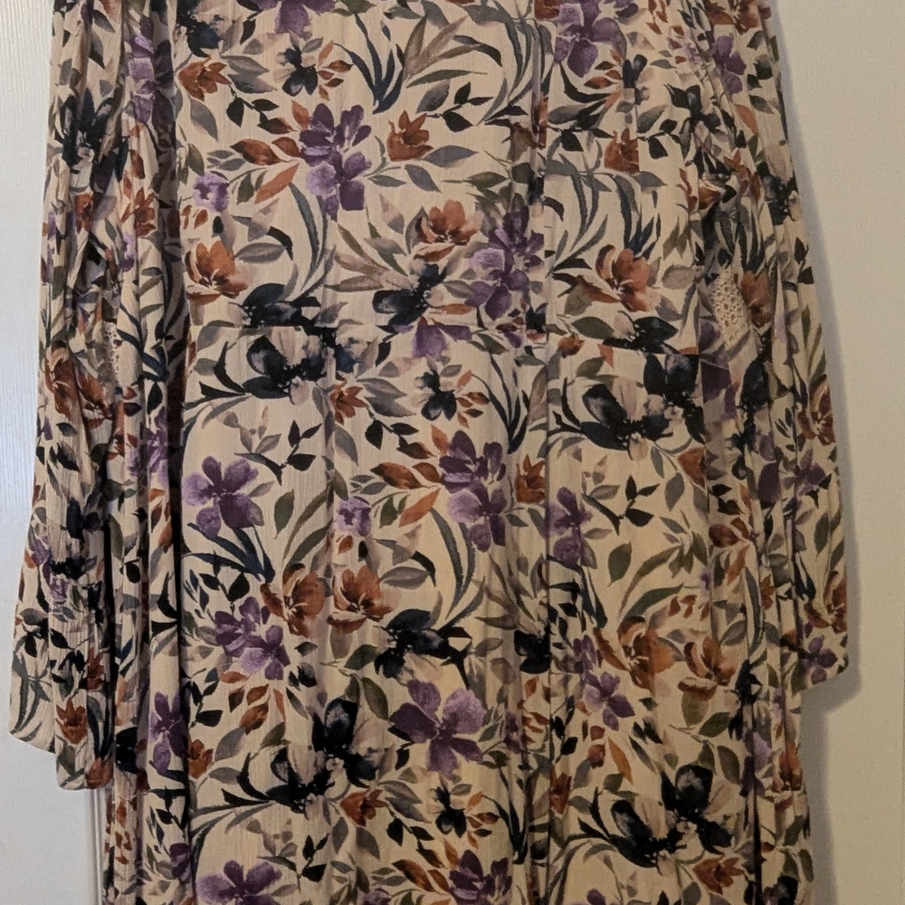 Torrid Mini Gauze Lace Up Skater Dress In Cream Floral - Picture 6 of 10
